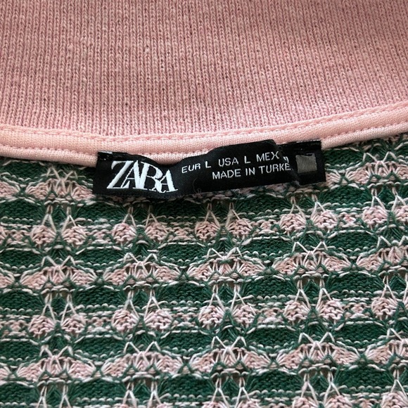 Zara Women's Jacquard Green Pink Colorway Polo Straight Leg Pant Set - Large - Picture 10 of 11
